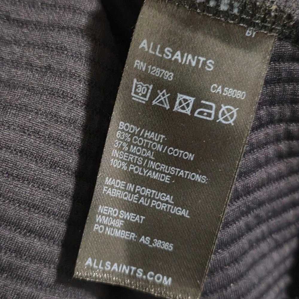 ALLSAINTS Nero Sweatshirt Men Sz Medium V Neck Long Sleeve Read